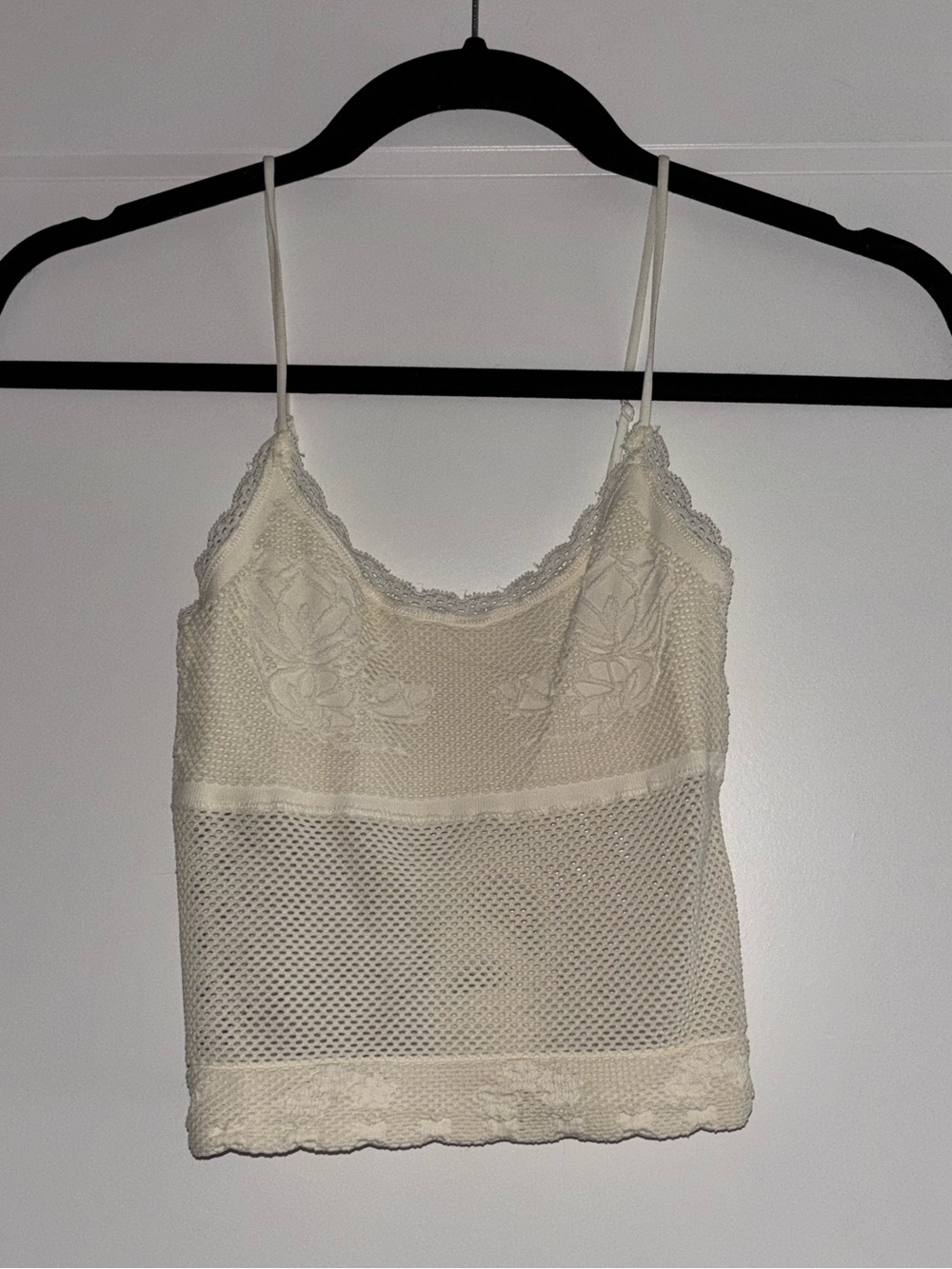 Anthropologie Cream Lace & Mesh Cami